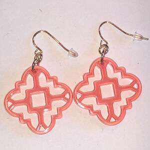 Light Melon Peach Color Dangling Cutout Retro Boho Pierced Earrings